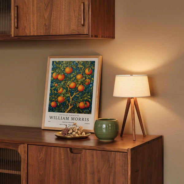 Bright oranges on lush botanical branches – Orange Tree Wall Art.