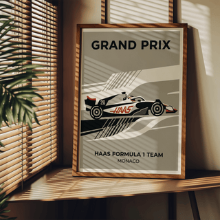 Angular Haas Racing Poster print featuring number 20 race car and sweeping track bands
