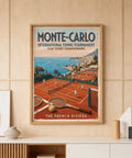 Monte Carlo Tennis Print vintage poster look with yachts in marina