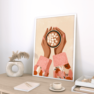 Hot Cocoa Wall Art showing cozy scene for dining room wall art