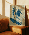 Blue and Beige Dog Wall Art for hallway wall art print