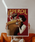 Vintage Drink Wall Art for bar decor, Red Yellow art print