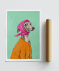 Colorful Greyhound Poster for bedroom art print, featuring gray and green