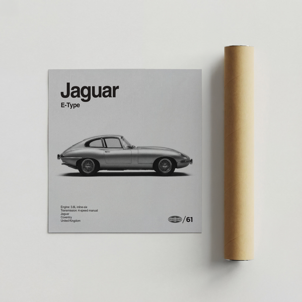 Jaguar E-type Print, Black and White theme, ideal for bedroom wall