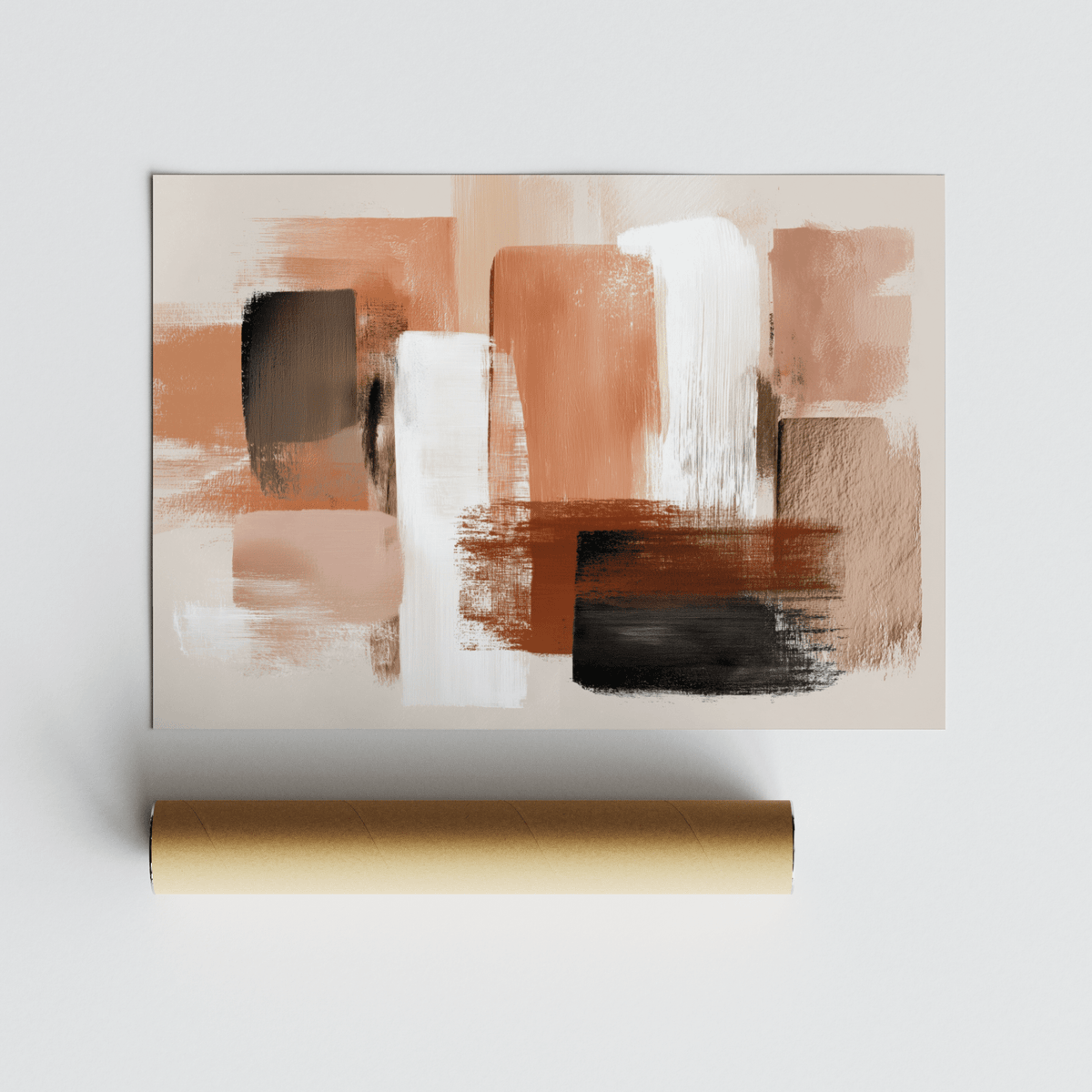 Terracotta Color Art poster with Beige tones for hallway décor