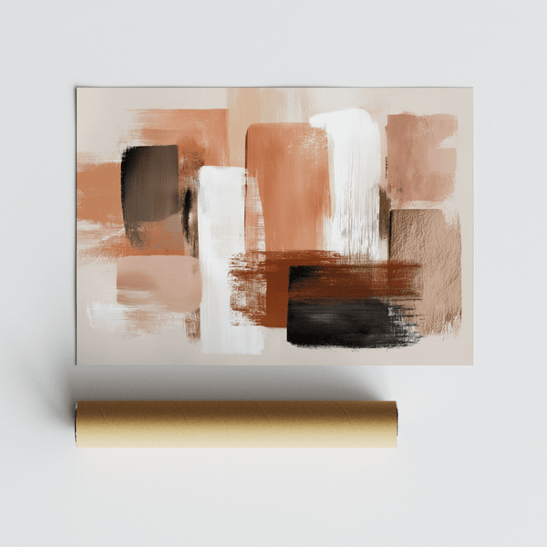 Terracotta Color Art poster with Beige tones for hallway décor
