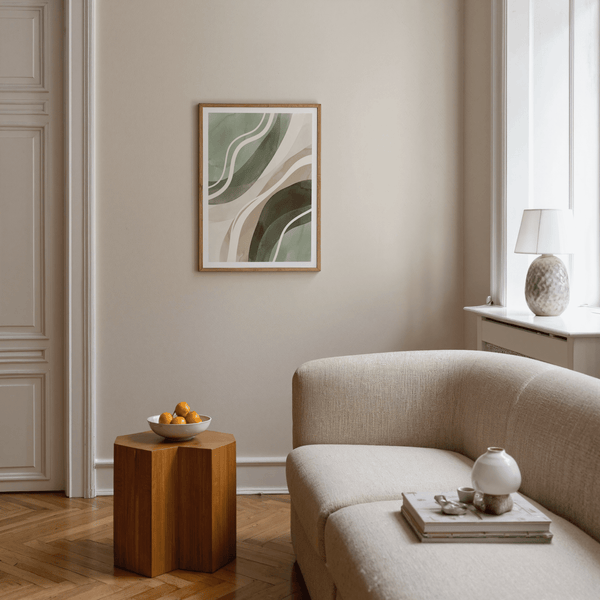 Green Abstract Print for bedroom in green beige white wall art