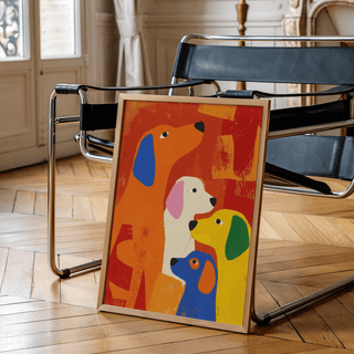 Colorful Dog Print with Orange, Blue, and Yellow for kids' wall art