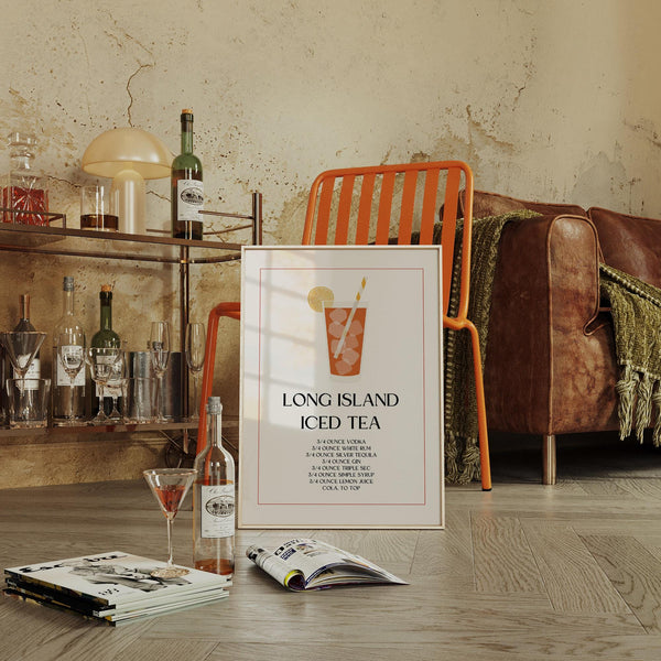 Vertical drink art print as modern bar sign decor

