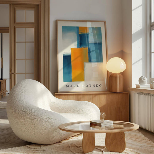 contemporary blue and yellow wall art with bold hues