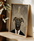 Contemporary Boxer Dog Poster in beige for stylish entryway decor