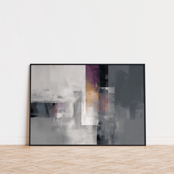 Expressive Contemporary Poster for living room, Purple and Black scheme