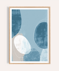 Layered oval abstract wall art print with textured shapes and fine outline