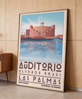 Art Las Palmas graphic print featuring blocky building and rippled reflection