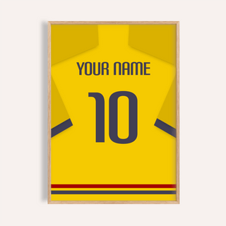 Front view Ecuador Football  Shirt Poster with custom name and number 10 wall art print