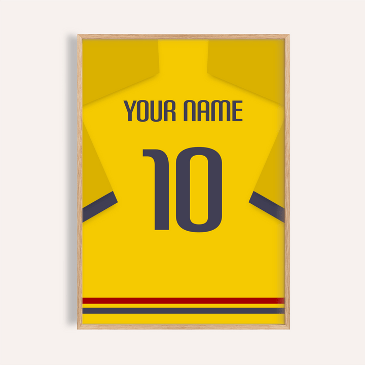 Front view Ecuador Football  Shirt Poster with custom name and number 10 wall art print