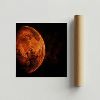 Space-inspired Mars Wall Art print with Black and Orange for hallway