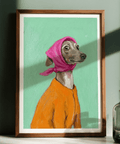 Artistic Greyhound Poster for office decor, with green and gray hues