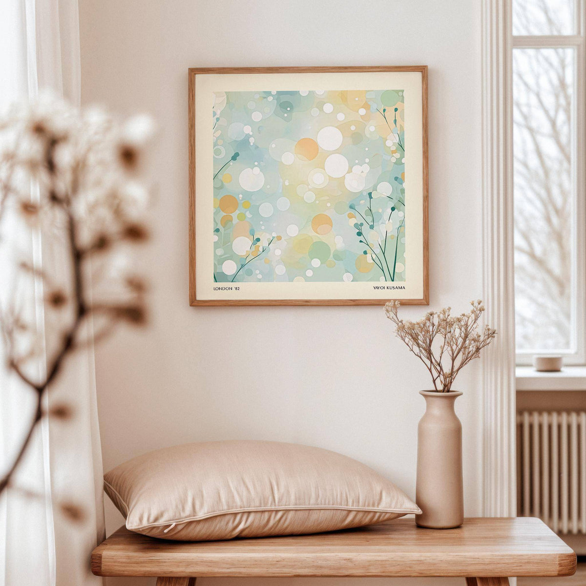 Modern sitting room wall art with pastel geometric layout for relaxed ambiance