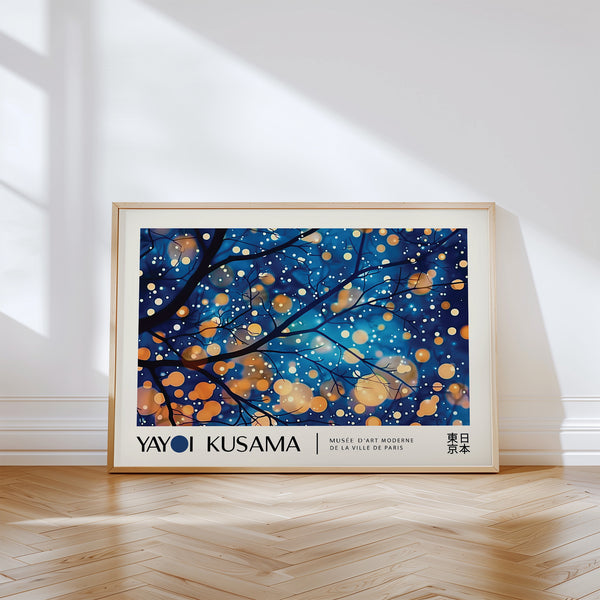 Landscape Blue Abstract Kusama Art inspired by Yayoi Kusama’s nature themes