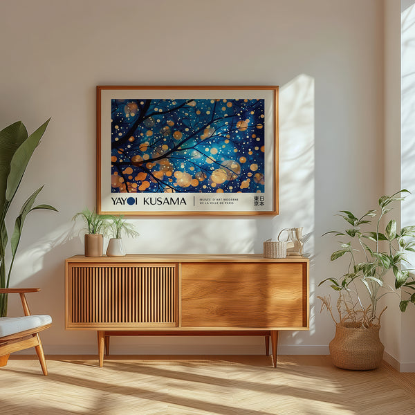 Unique Kusama Art print with modern abstract composition