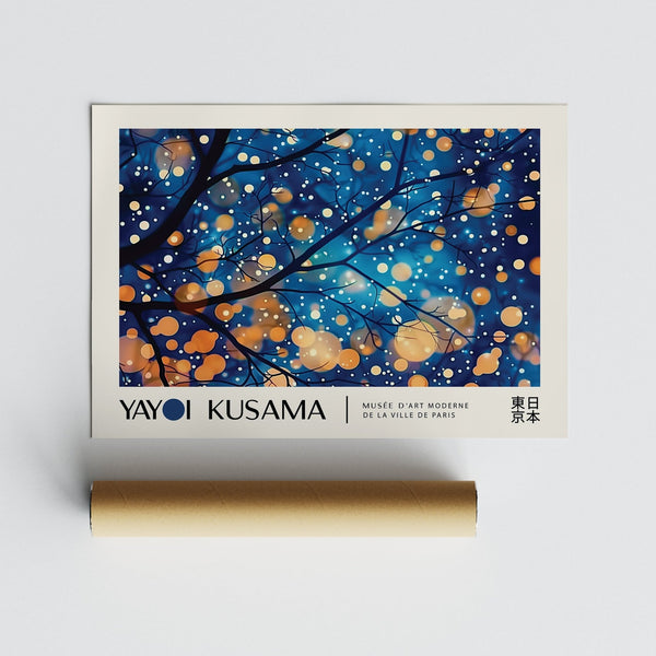 Contemporary Kusama Art featuring delicate branch details