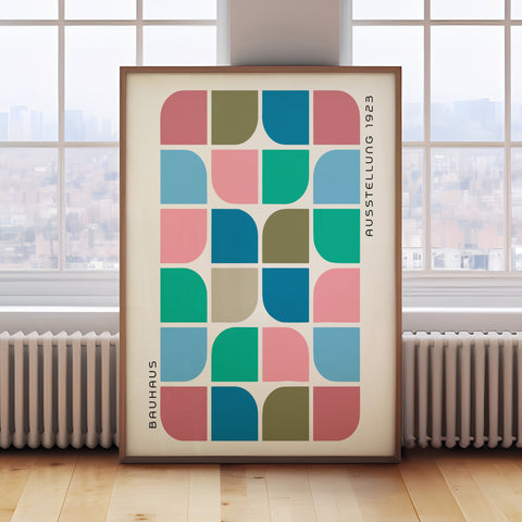 Modern Bauhaus block colour wall art in vibrant geometric design