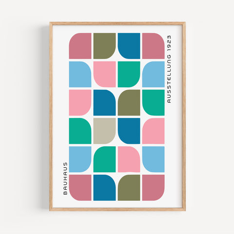 Modern Bauhaus block colour wall art in vibrant geometric design