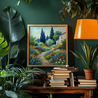 Vibrant Flower Art Print with white flowers for modern living room wall art