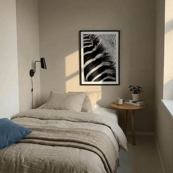 Monochrome Zebra Stripe Art Print featuring abstract stripe bands