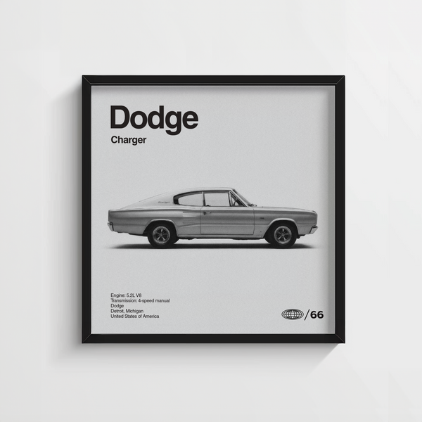 Black Dodge Charger Art Print for a car enthusiast's garage poster