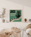 Chic Jazz Club Art Print in green and black for bedroom wall decor