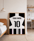 Wall mockup showing personalized shirt art featuring number 10 and stripe blocks