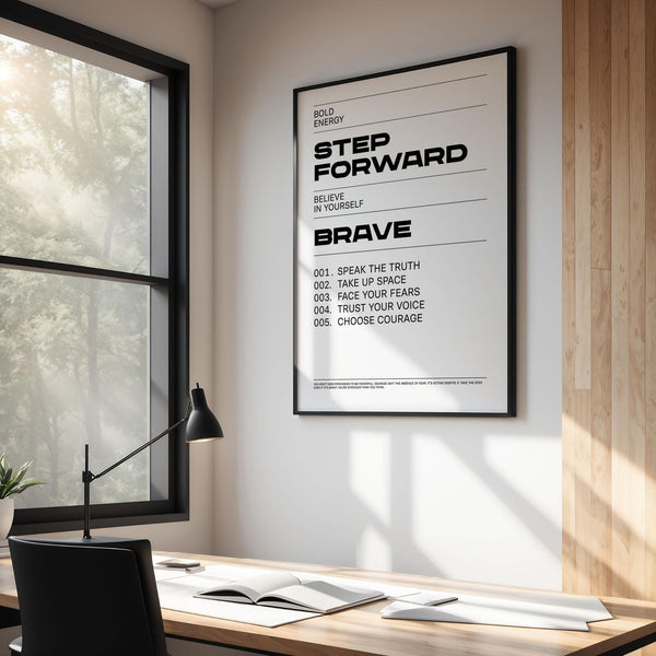 Confidence-focused print with black text on white background.