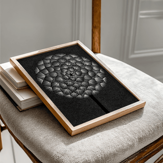 Abstract Dandelion Wall Print in Black and White for hallway walls