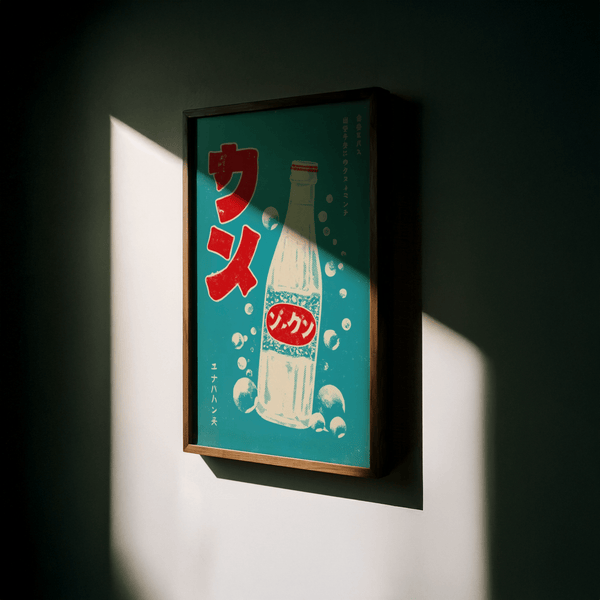 Japanese Drink Art kitchen print, Red Blue White shades for bar area