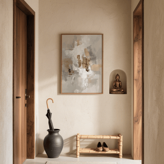 Neutral Tones Art wall art featuring Gold and Beige for serene bedroom