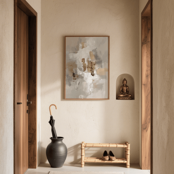 Neutral Tones Art wall art featuring Gold and Beige for serene bedroom