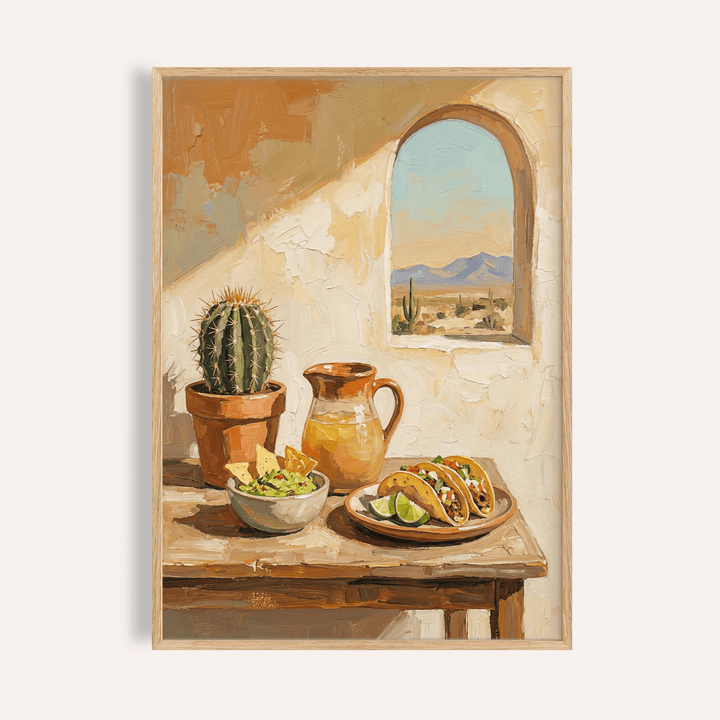 Mexican Food Art print with beige, brown, green in a kitchen wall art