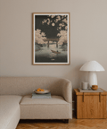 Cherry Blossom Art Print with Green and Beige colors perfect for hallway art
