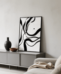 Black and White Art minimalist abstract print for creative studio in Black, White