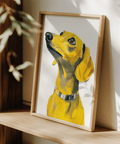 Dachshund Dog Print yellow and white, suitable for playful nursery decor