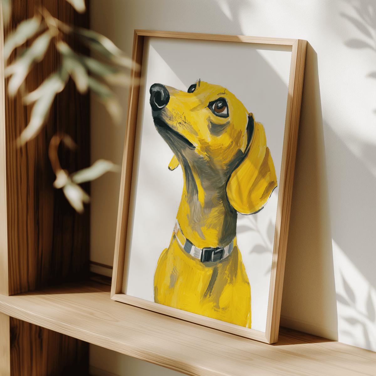Dachshund Dog Print yellow and white, suitable for playful nursery decor