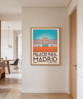 Illustrated Spanish Landmark Poster showing Palacio Real Madrid with arched entryways, window grid, and structured symmetry