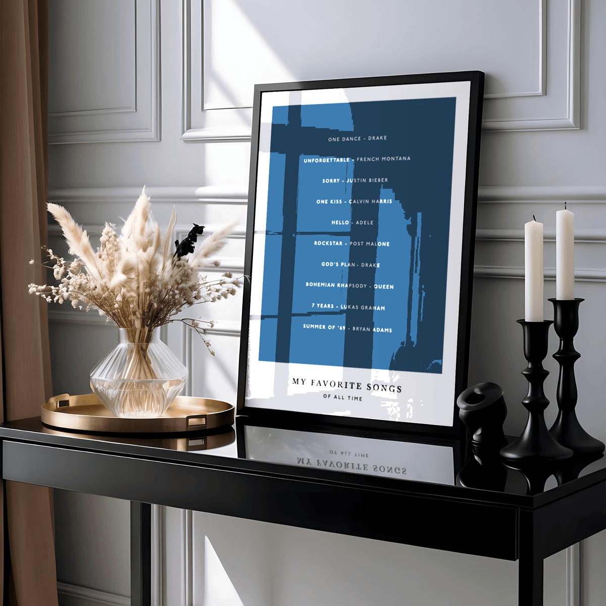 Contemporary Custom Song Wall Art, black and white, home office print