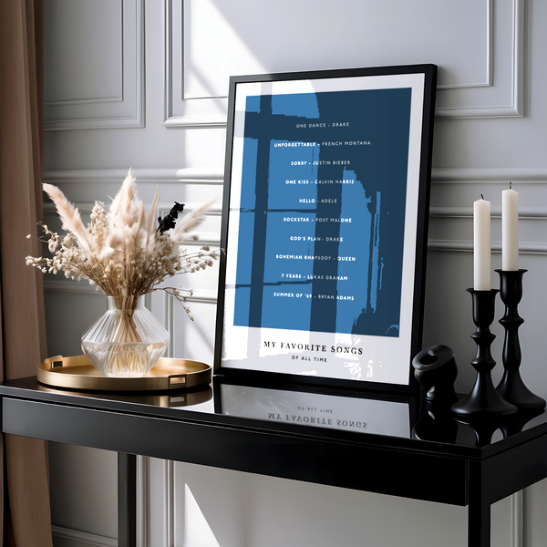 Contemporary Custom Song Wall Art, black and white, home office print