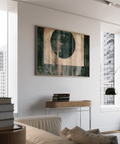 Accent Abstract Geometric Poster Green and Beige, fits modern art wall decor