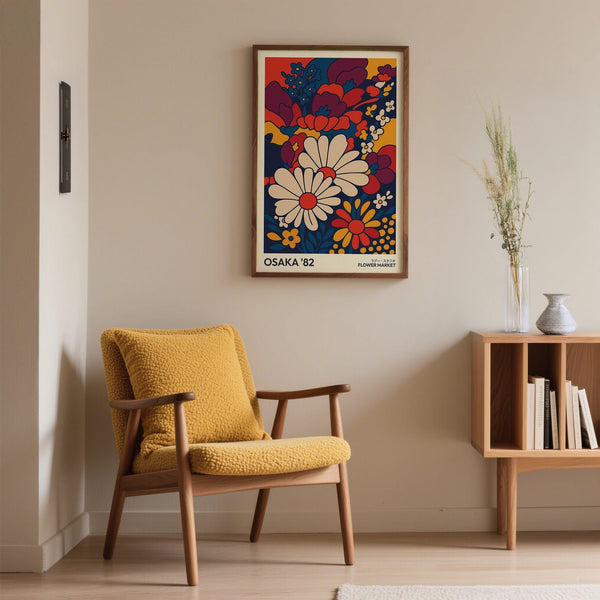 Vintage-inspired retro wall art prints featuring floral design