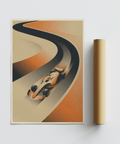 Centered formula car wall art poster with negative space and soft shadowing, Formula Racing Art Print