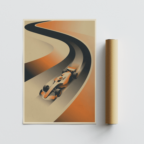 Centered formula car wall art poster with negative space and soft shadowing, Formula Racing Art Print
